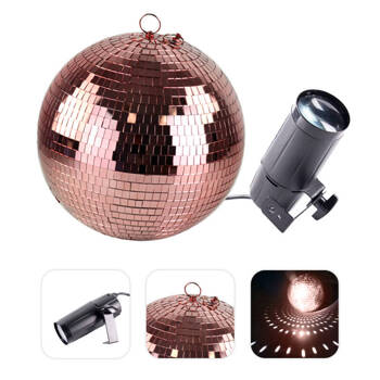 Zestaw: Kula lustrzana 20cm  różowo- złota+ reflektor pinspot LED VNSP